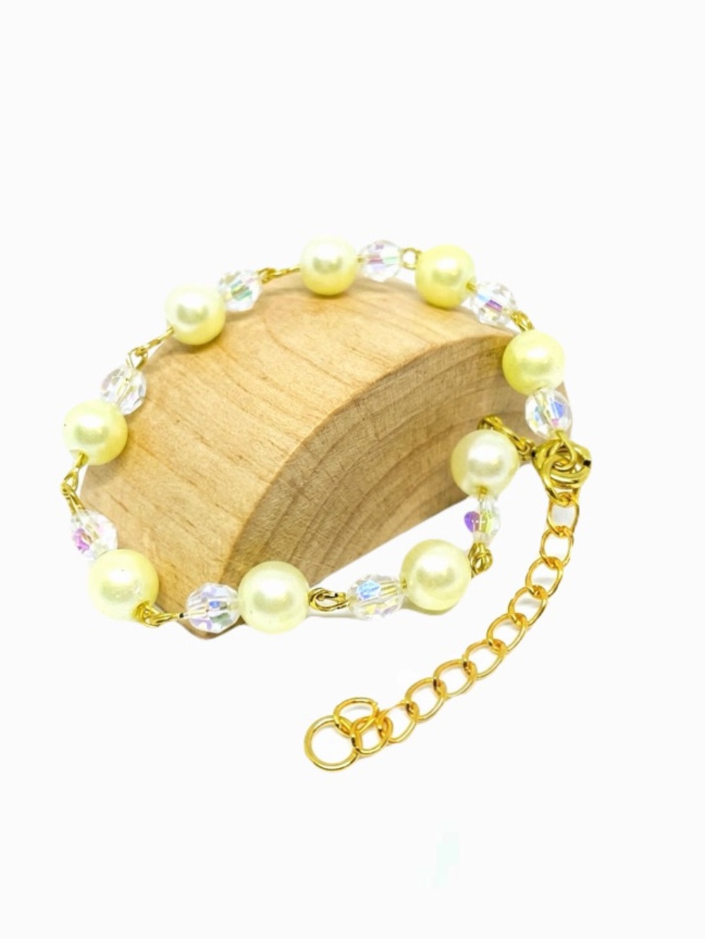 New Woman’s Handmade Gorgeous Gold Freshwater Pearl & Crystal Bead Bracelet